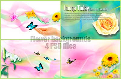 Оригинальные цветочные фоны в формате PSD (Photoshop)